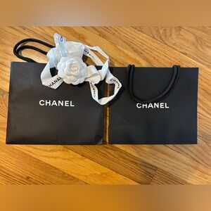 Chanel Black Gift Bags with White Flower Accent